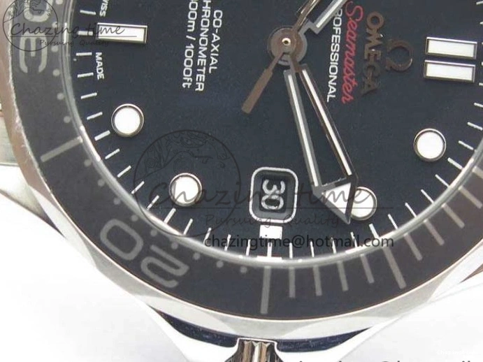 0816 Flexible Seamaster 300M SS OMF 1:1 Best Edition Black Dial Matt Black Ceramic Bezel On SS Bracelet A 8147
